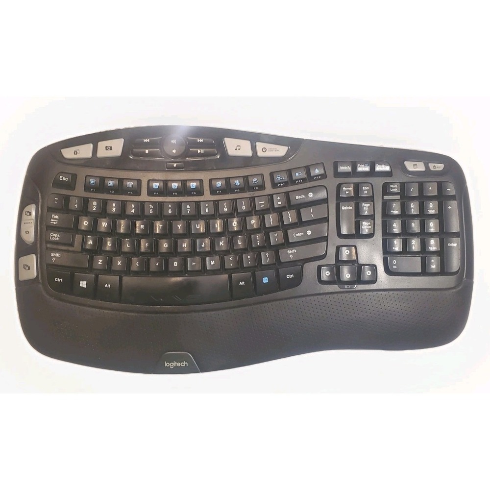 Logitech K350 Wave Keyboard Black Wireless Ergonomic NO USB Dongle Parts Only